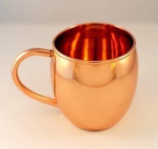 Nexxa™ set of 2 Pure Copper Barrel Mug for Moscow Mules - 16 oz - 100% Pure plain Copper - Heavy Gauge - No lining lacquer Coated Health benefit with metal cleaning powder