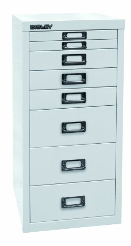 BISLEY Schubladenschrank 29 aus Metall mit 8 Schubladen | Schrank für Büro, Werkstatt und Zuhause | Stahlschrank in 11 Farben (Verkehrsweiß) - 4