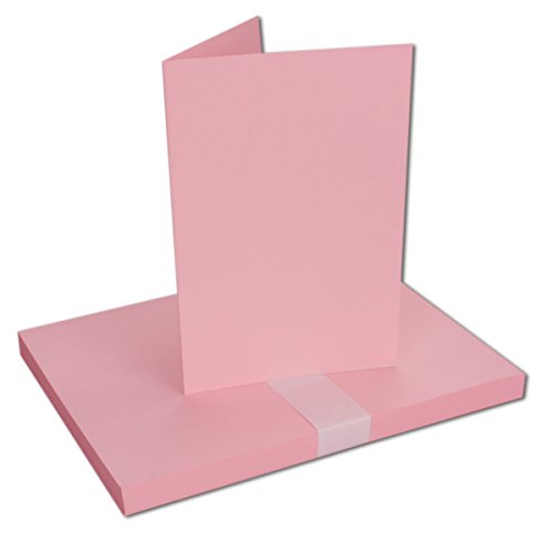 DIN A5 Faltkarten Doppelkarten – Rosa | 25 Stück | Einladungskarten – Menükarten – Blanko | 14,8 x 21 cm | formstabil | Printable für Drucker geeignet | PREMIUM Qualitätsmarke: NEUSER FarbenFroh - 2