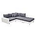 Produktbild Modernes Ecksofa KENT 220cm anthrazit weiß inkl. Hocker und Kissen Ottomane Sofa Schlafsofa Schlafcouch Couch Wohnlandschaft Eckcouch