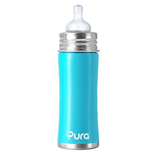 Pura Kiki Infant Bottle Natural Vent Teat (11 oz, Aqua Blue)