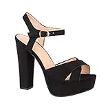  Elara Damen Pumps  Bequeme Peep-Toe Pumps  Trendige Plateau High Heels  Chunkyrayan AT0985 Black-39