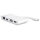 Der 4-in-1-Multiport-Adapter bietet HDMI- oder VGA-Videoausgang mit 4K Ultra HD (3840 x 2160p), einen USB 3.0-Port und einen Gigabit Ethernet-Port