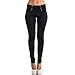 Produktbild BA Zha HEI Damen Mädchen Hose Lang High Waist Skinny Slim Fit Schwarz Active Workout Athletic Running Langer Abschnitt Taste Spleißen Gamaschen Bleistifthosen (XL, Schwarz)