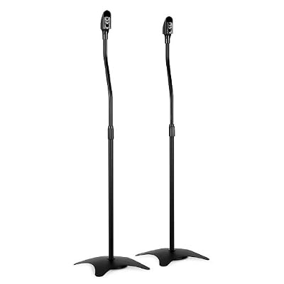 Electronic-Star - 2 Pieds Enceintes, Universels pour Enceintes Satellites et haut-parleurs (Fixation universelle, hauteur réglable : 68-110 cm) - Noir