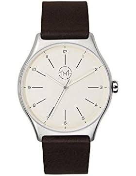 slim made one 03 - Extra dünne unisex Armbanduhr in silber / dunkelbraun