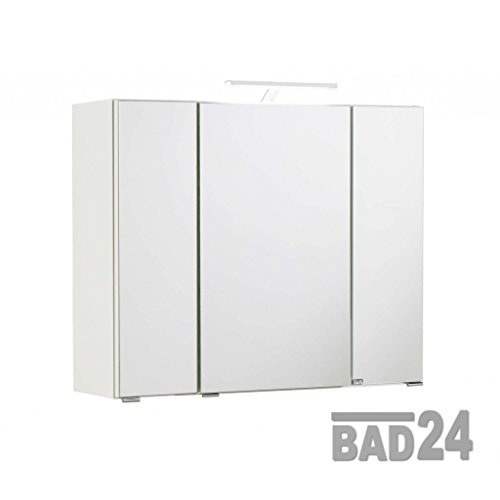 Spiegelschrank 80 Capri weiss inkl. Beleuchtung Steckdose