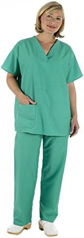 Medical Reversible Scrub Tunic + Trouser Set - Unisex Blue or Green (Complies with NHS Policy)