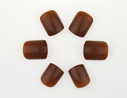 ArtPlus 3 Boxes of 24pcs Milk Coffee False Nails French Manicure Full Cover Sports Medium Length with Adhesive Tabs Pressed On and Glue Fake Nails - 8