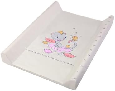 Changing Pad - Changing Mat - Changing Cover - Cotbed Changing Pad - Cot Bet Changing Mat - Changing Mat with hard base - Changing Table Top - with print and measuring growth tape in cm! Kitty, PVC, 70x50 cm