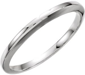 2mm Wedding Band for Comfort-Fit Solitaire Mounting ,Size- 6