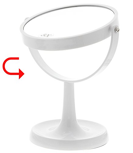 Kosmetex Großer Stand-Spiegel mit 5-fach Vergrößerung, 2 Spiegelflächen, 28cm Ø 15cm, Kosmetik-Spiegel drehbar - 2