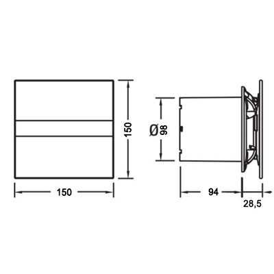 Ventilator Lüfter CATA E-100 GT mit Rückschlagklappe !!! Timer Nachlauf Glasfront stark 115 m3/h sehr leise 31dB energiesparend 8W Kugellager - 5