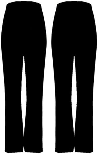SARAH KLEIN Ladies Stretch 2 PACK Finely Ribbed Bootleg Trousers, Sizes 10-26, 3 Lengths, Black or Navy or Brown
