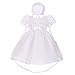 Dressy Daisy Baby Girls' Pearls Embroidered Baptism Christening Gown Dress With Cape And Bonnet Infant Size 3-6 Months White