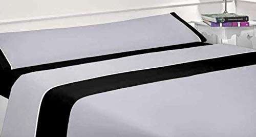 Regalitostv -Summer Colors*- Juego SÁBANAS DE Verano Lisas (3 Piezas) (Gris/Negro, 150_x_200_cm (Cama Doble King))