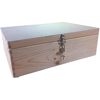 MidaCreativ abschließbare Aufbewahrungsbox, Holzkiste ohne Grifflöcher