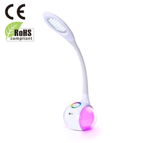 Preisvergleich Produktbild LE Schreibtischlampe 7W LED Atmosphäre-Lampe 3 Helligkeitsstufen dimmbar, voll einstellbare Tischleuchte Leselampe farbwechselhaft Lampenfuß kinder nachttischlampe Weiß