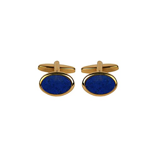 Ovale Manschettenknoepfe mit Lapislazuli Steinen / Blau