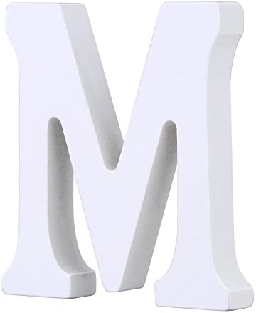 Venkaite Wooden Letters A-Z Alphabet Letters Decor Wedding Birthday Party Home Decoration White (M)