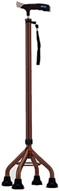 ROBAG Elderly Aluminum Alloy Four Feet Crutch, Adjustable Height 71-94cm, Load 100kg , Coffee