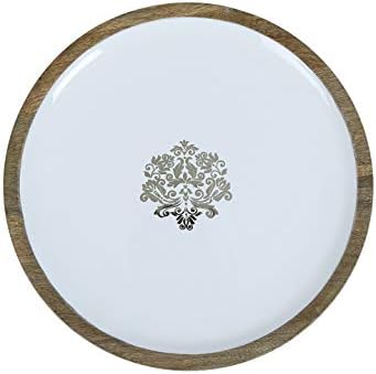 Seashell White & Brown Round Serving Platter 30.48 cm x 30.48 cm, for Kitchen Tools, Perfect Housewarming Gift