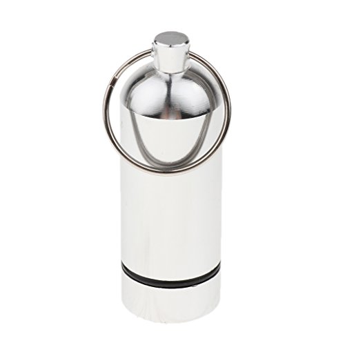 Preisvergleich Produktbild Sharplace Mini Behälter Leere Flaschen Aluminium mit Schlüsselring Pillenbox Pillendose Tablettenbox Schlüsselanhänger Wasserdicht Kapsel Schlüsselbund - Silber