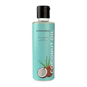 ALPHAVEDIC COLD PRESSED VIRGIN COCONUT OIL - 200ML | MOISTURISING AND HEALING | FOR SKIN AND HAIR | NATURAL AND ORGANIC