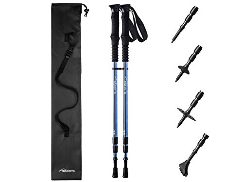 Trekrite - Par de bastones de senderismo, color azul