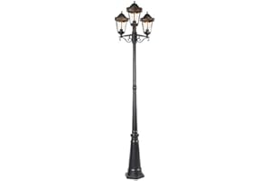 QAZQA Clásico/Antiguo Farol exterior negro 220 cm 3 luces IP44 - HAVANA Vidrio/Aluminio Alargada Adecuado para LED Max. 3 x 60 Watt