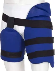 SPOCCO | Thigh Guards, Lower Body Safety, Protection Equipment for Cricket Players, Flexible Fit, Cricket Thigh Pads for Adults, Boys and Men (Blue) | TG95