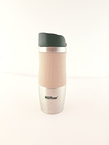 Thermobecher Höffner / Bergner 7542 BG - 5958 Thermo-Bechero To Go , Deckel abnehmbar Isolierbecher Kaffeebecher Edelstahl 400 ML Travel Mug (Creme)