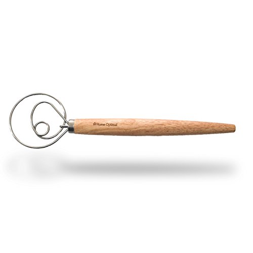 Home optimale Schneebesen dänischen ideal für Pasta Dicke (Brot, Pizza, Cookie, Gebäck) – Profiqualität aus Edelstahl und Holz