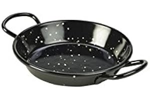 Genware Nev-e0210 émail miniature Poêle à paella, 10 cm, Noir (Lot de 10)