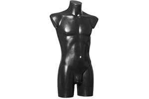 fella4stores Basic Modepuppe 44/46, Herrentorso lang mit Beinansatz, Mannequin & Ausstellungsfigur aus PE Kunststoff, vollgeformt & bruchsicher für Textilpräsentation Indoor/Outdoor, Schwarz
