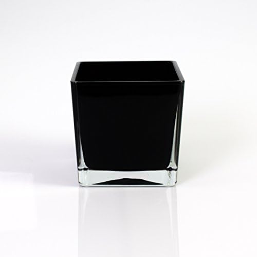 INNA-Glas Cube glass KIM, black, 4.72" x 4.72" x 4.72"/12 x 12 x 12cm - Square candle glass/Votive holder