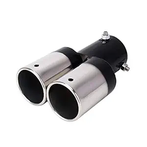 Speedwav UNIVERSAL CAR STYLING STAINLESS STEEL STRAIGHT DOUBLE OUTLETS EXHAUST TAIL MUFFLER TIP PIPE (BLACK) Model_No.LSWMS24
