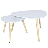 2er Set Happy Home 2X Couchtisch Beistelltisch Tisch Retro Ecktisch Kaffeetisch Satztisch Holz weiß