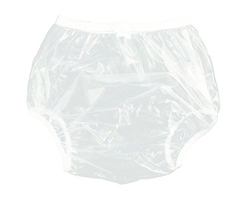 Haian Adult Incontinence Pull-on Plastic Pants Color Transparent White (XLarge)
