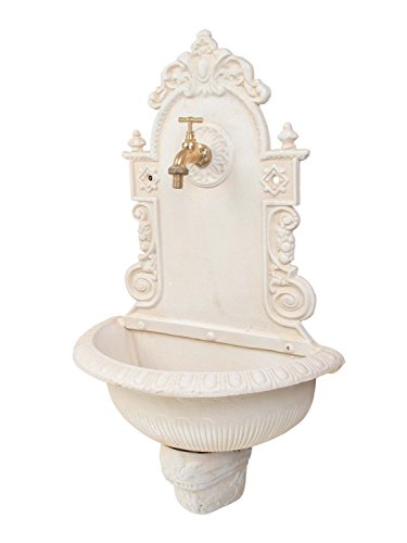 Wandbrunnen Brunnen Gartenbrunnen Garten Waschbecken antik Stil creme weiss - 5