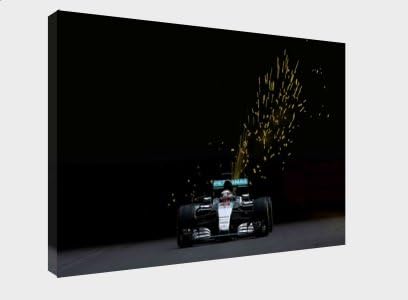 Lewis Hamilton Monaco - 30x20 Inch Canvas Art - Mercedes F1 Framed Picture Print