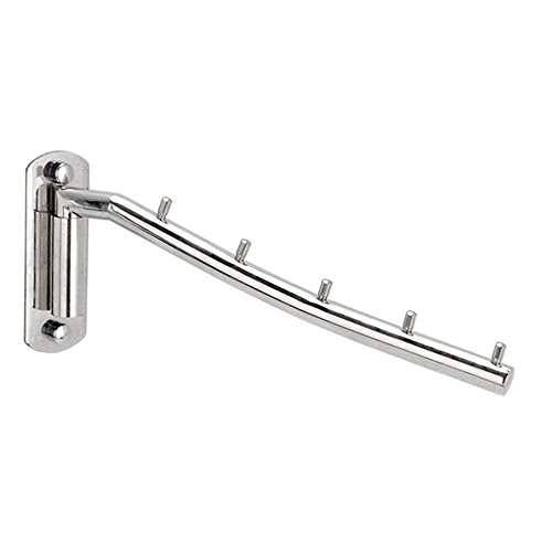 Newdora 180°drehbarer Edelstahl Kleiderhaken Wand-Kleiderständer Kleiderlüfter Garderobenhaken Schwingenarmhalter Kleiderbügel Kleiderständer Kleiderbügel Mit 5 Haken – Silber - 6