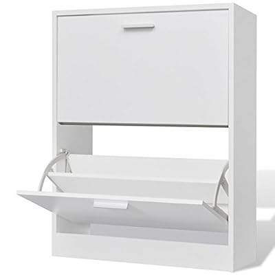VIDAXL Meuble à chaussures Vidaxl Meuble à chaussures en bois 2 abattants blanc