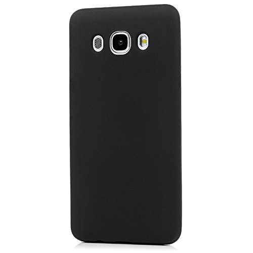 Lanveni Samsung Galaxy J5 2016 Hülle, Handyhülle Samsung Galaxy J5 2016 Hülle Etui Protective Case Cover TPU Silikon Schutzhülle Bumper Handytasche TPU-Bumper Weiche Silikon Case mit Glänzender Oberfläche Cover Design (Schwarz) + 1 x Stylus Stift + 1 x Staubdichte Stecker - 4