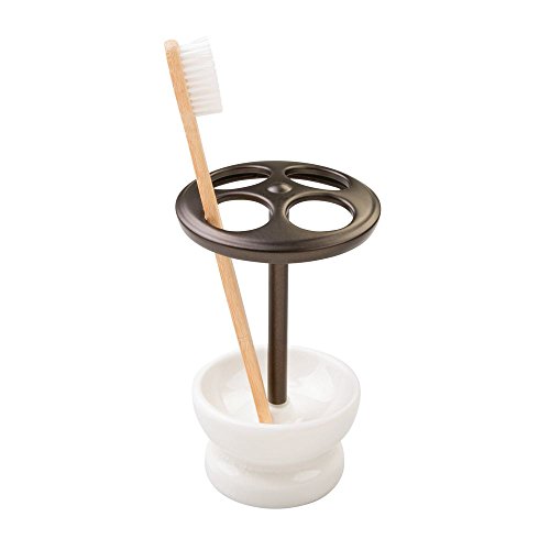 InterDesign 02518EU crème Keramik-Zahnbürstenhalter, Craquelé - 3