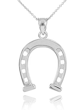 Kleine Schätze - 925 Sterling Silber Hufeisen-Anhänger Halskette