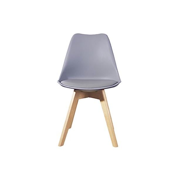 Lavin Lifestyle Grey Dining Chair Natural Solid Wood Legs Cushioned Pad Contemporary Designer Office Lounge Dining Kitchen