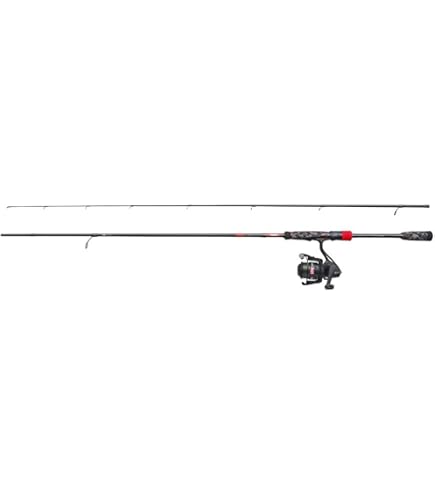 Abu Garcia Diplomat V2 reiscombo, hengel en haspel combo, draaien, kunstaasvissen, geleverd met harde reiskoffer, roofdiervissen, snoek/baars/ snoekbaars, unisex, zwart/rood, 2,44 m | 10-35 g