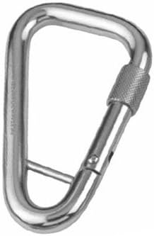 Spring hook with safety screw nut and eyelet, stainless steel, 11mm, 120x70mm