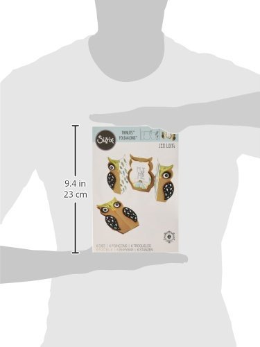 Sizzix 661138 Eulen Karte zum falten von Jen Long Thinlits Stanzen Set, 6 in Packung, Stahl, mehrfarbig, 26.2 x 16.89 x 0.5 cm - 4
